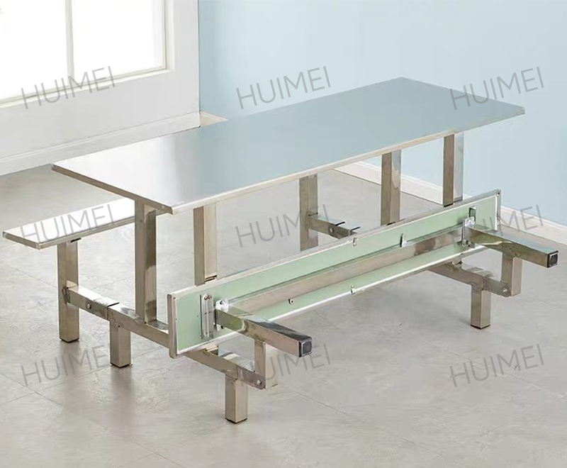Mesa de jantar de aço inoxidável Huimei com bancos (prata) HMZX-010