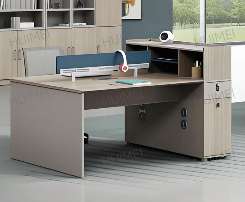 Desesira de escritório em estilo de tela, mesa de cabine de escritório à prova de som, mesa executiva, armazenamento incorporado, mesa administrativa, mesa multifuncional modular