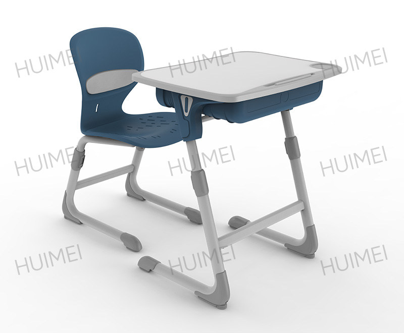 Escola Secundária Elementar/Júnior - Mesa de madeira de aço ajustável em altura e conjunto de cadeira